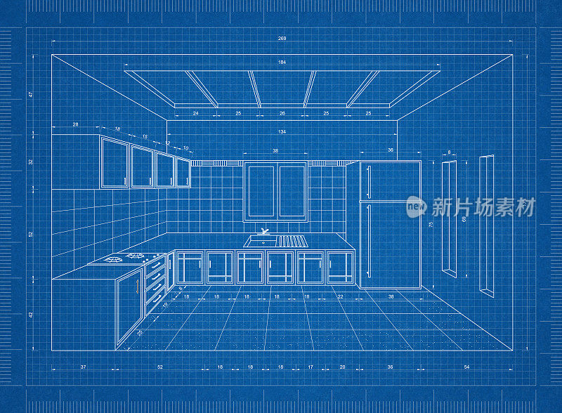 厨房蓝图- 3D透视